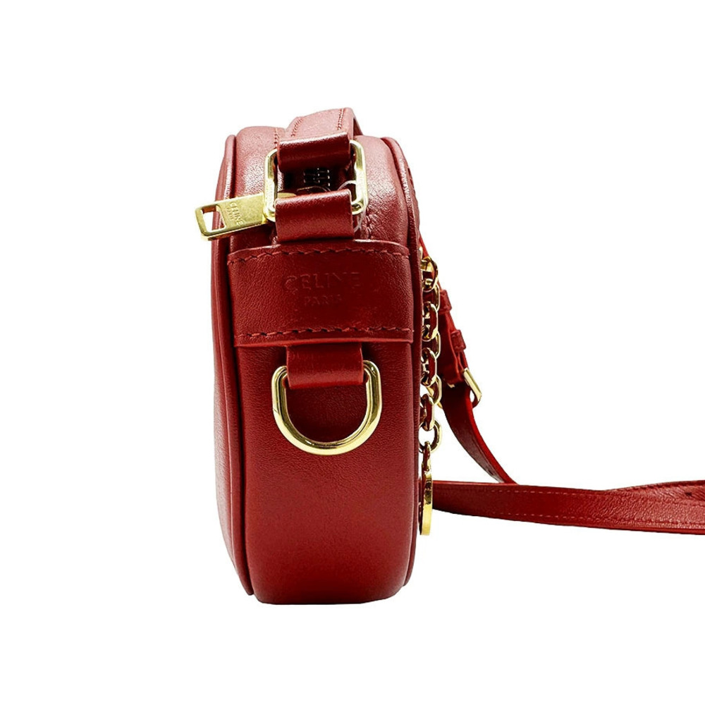 Celine Bag Crossbody Shoulder Leather C Charm Red